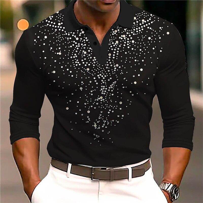 BerlinGlamour | Luxus Pailletten Polo Shirt Stylisches Freizeit Slim Fit All Season Top → BerlinGlamour Luxus Polo Shirt Stylisch Freizeit Slim Fit Für Alle Jahreszeiten - BerlinGlamour