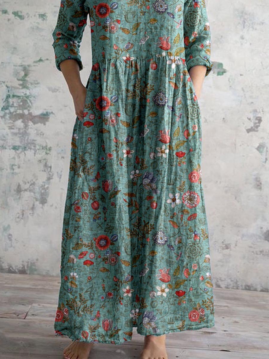 Sommerkleid V-Ausschnitt Blumenmuster Elegant - BerlinGlamour