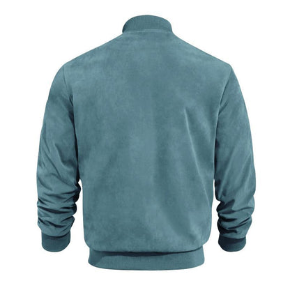 Männer Übergangsjacke Lederlook Stehkragen Schwarz