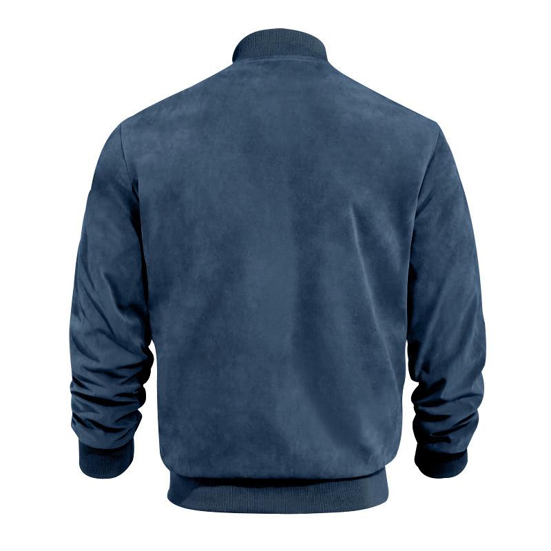 Männer Übergangsjacke Lederlook Stehkragen Schwarz
