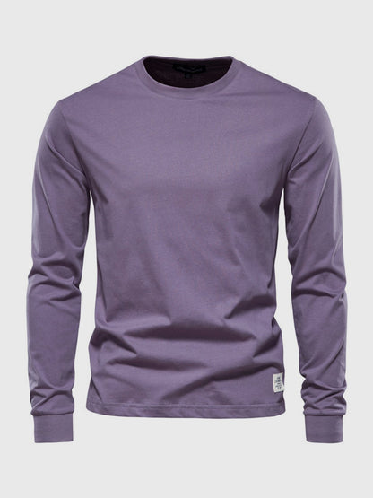 Herren Langarmshirt Baumwolle Rundhals Bequem