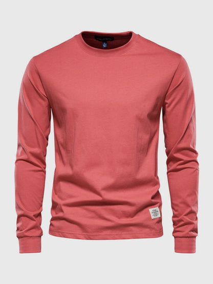 Herren Langarmshirt Baumwolle Rundhals Bequem