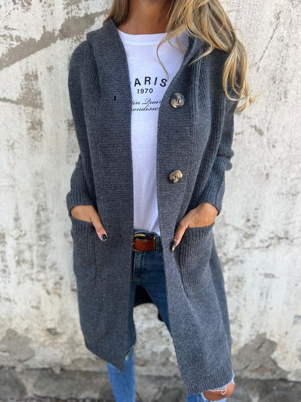 Lange Strickjacke Bequem Warm Frauen