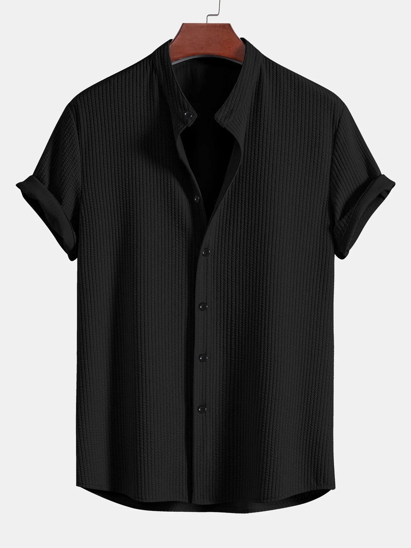Herren Polo Shirt Leinen Stehkragen Sommer