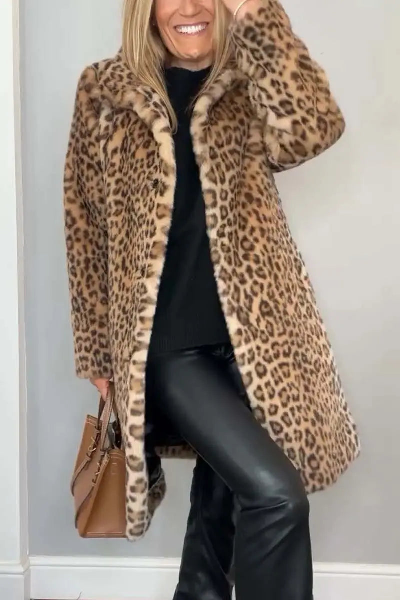Kunstfell-Jacke Leopard Winter Warm - BerlinGlamour