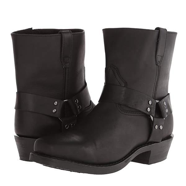 Herren Lederstiefel Robust Biker Boots mit hohem Absatz