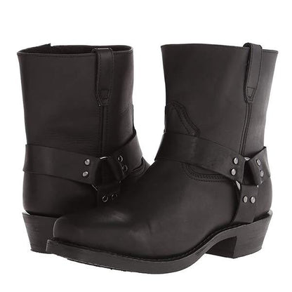 Herren Lederstiefel Robust Biker Boots mit hohem Absatz