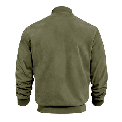 Männer Übergangsjacke Lederlook Stehkragen Schwarz