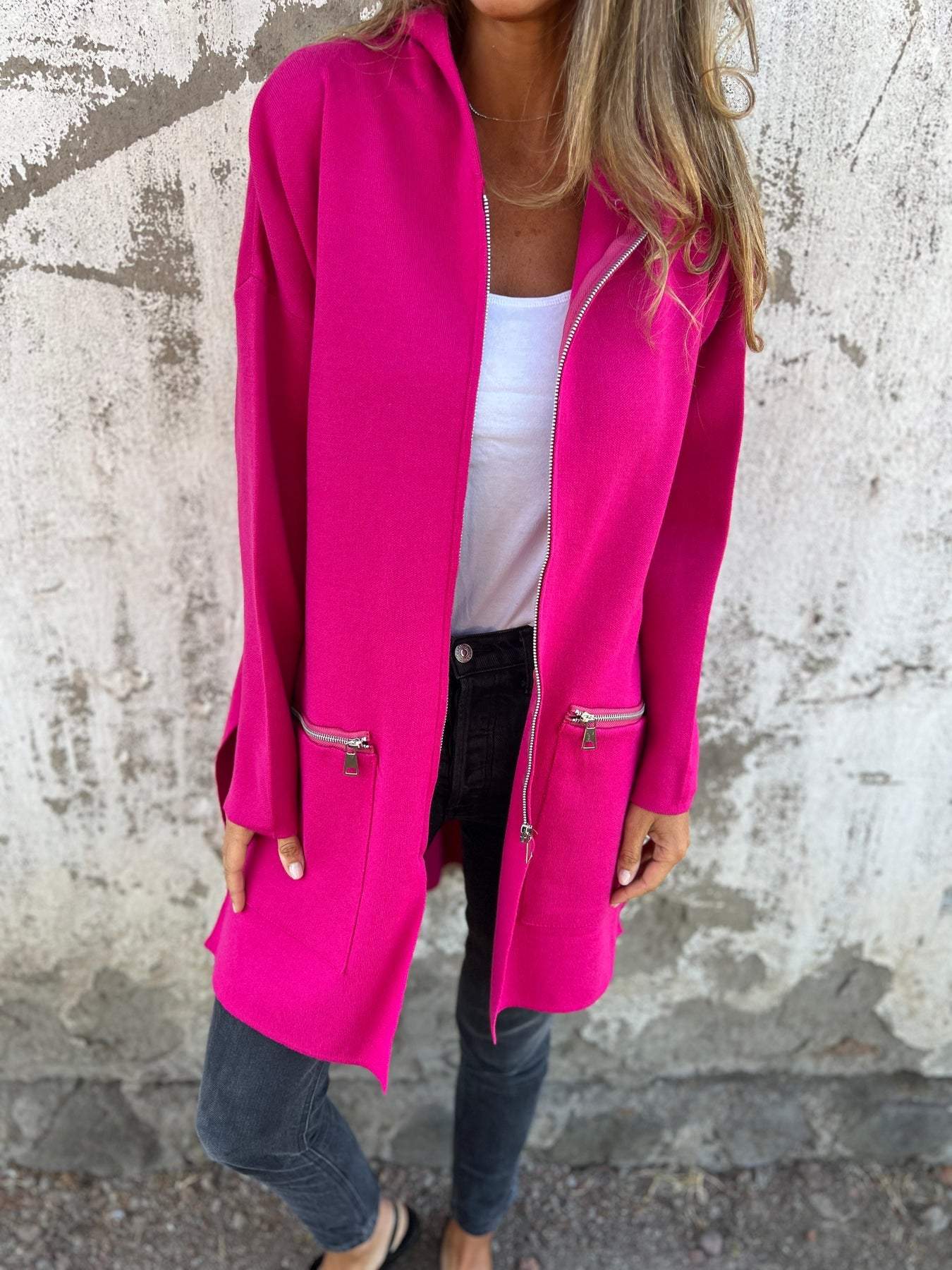 Damen Langarmjacke Lässig Reißverschluss Modern