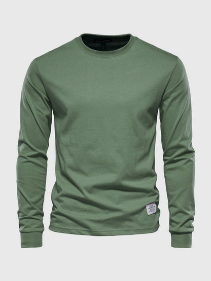 Herren Langarmshirt Baumwolle Rundhals Bequem
