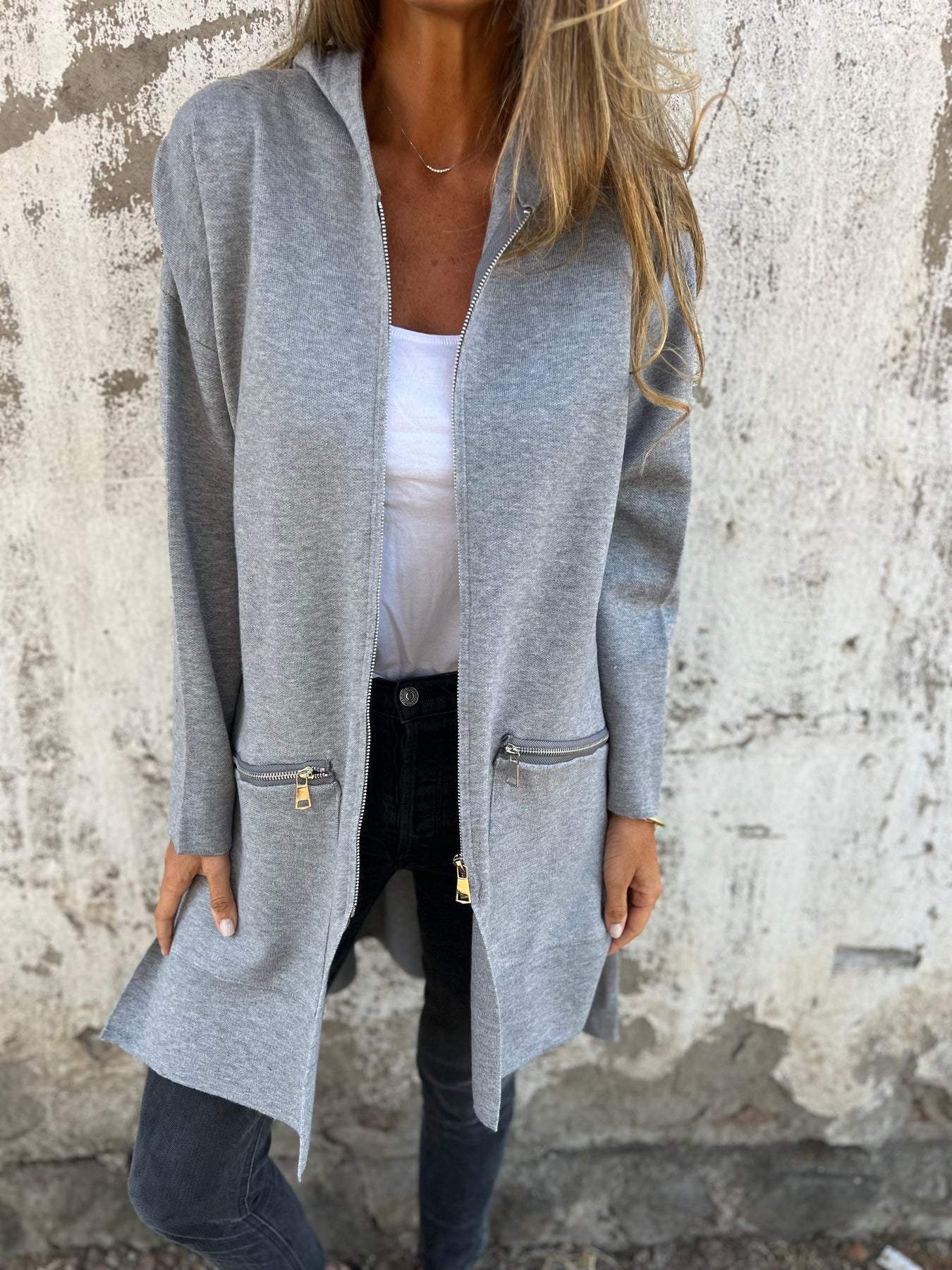 Damen Langarmjacke Lässig Reißverschluss Modern