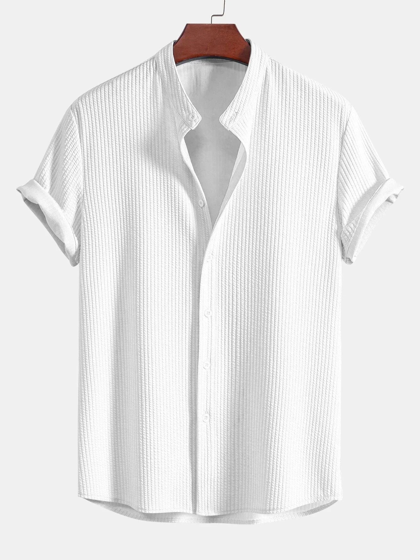 Herren Polo Shirt Leinen Stehkragen Sommer