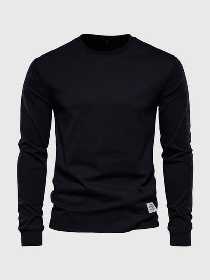 Herren Langarmshirt Baumwolle Rundhals Bequem