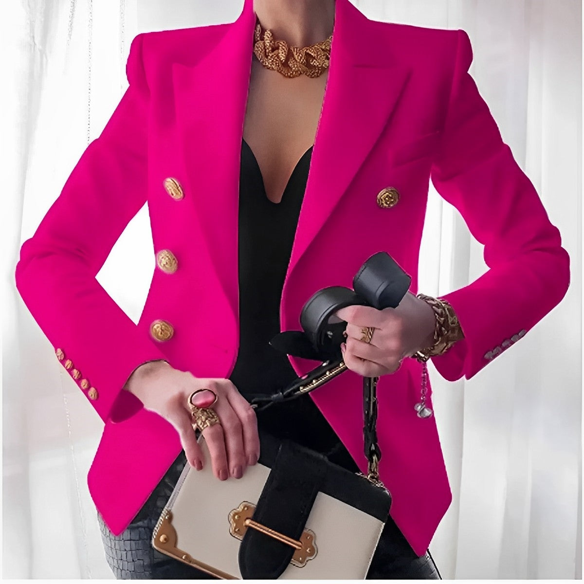 Frauenjacke Elegante Schmale Schnitt Damenjacke