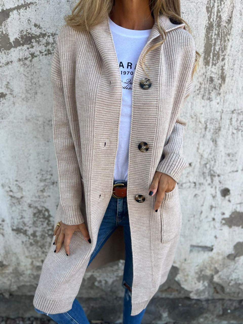 Lange Strickjacke Bequem Warm Frauen - BerlinGlamour