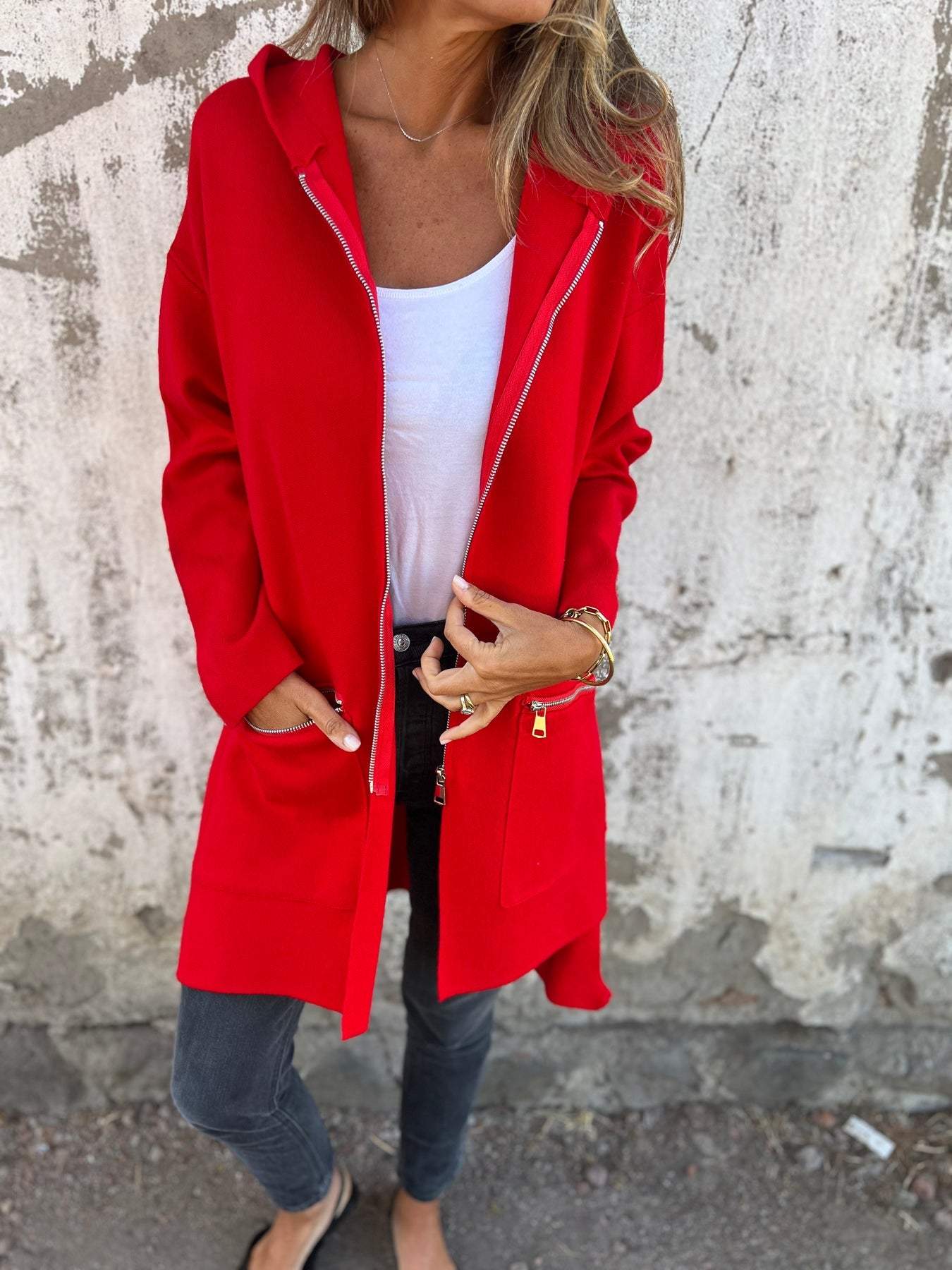 Damen Langarmjacke Lässig Reißverschluss Modern
