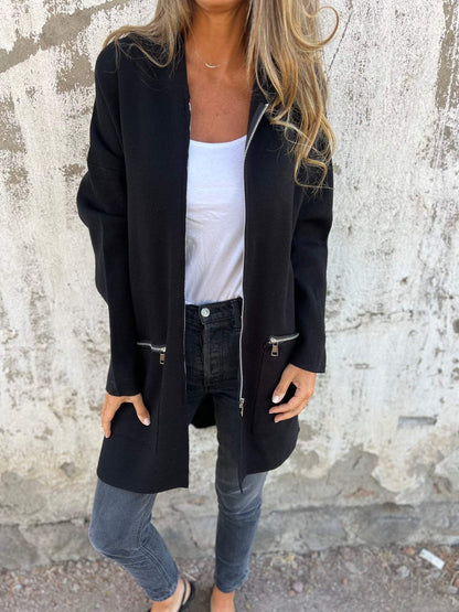 Damen Langarmjacke Lässig Reißverschluss Modern