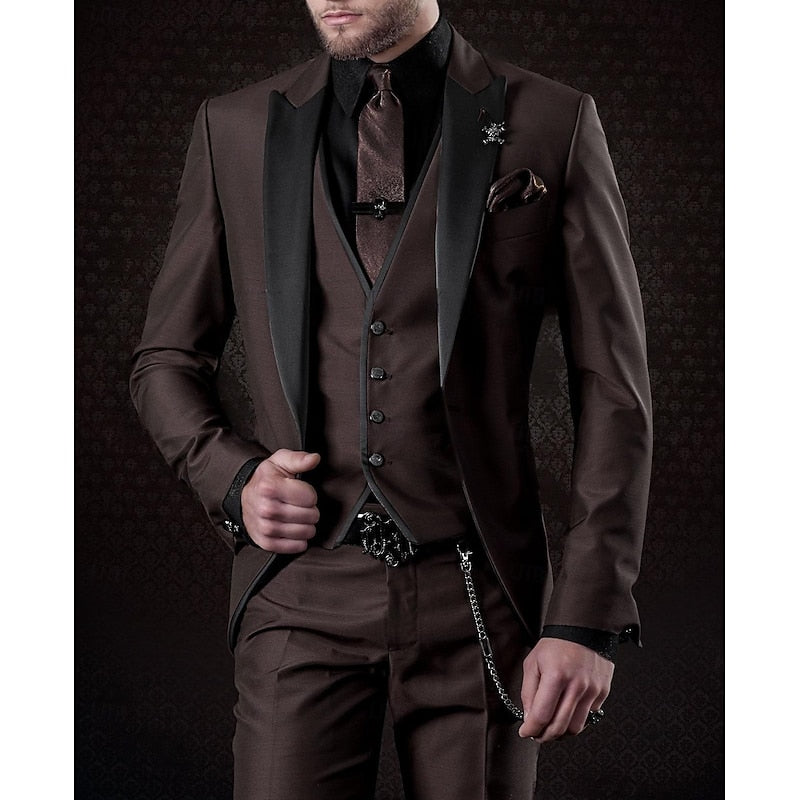 Herren Anzug Set: 3-teilig Leinen Business Blazer Hose