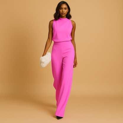 Eleganter Damen Jumpsuit mit V-Ausschnitt und Flatterrock