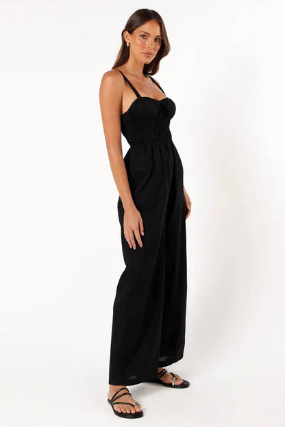 Eleganter Frauen Jumpsuit Ärmellos Weite Beine