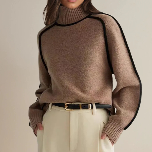 Damen Pullover Langarm Warm Hochkragen