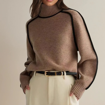 Damen Pullover Langarm Warm Hochkragen