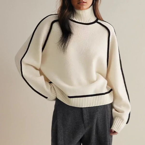 Damen Pullover Langarm Warm Hochkragen