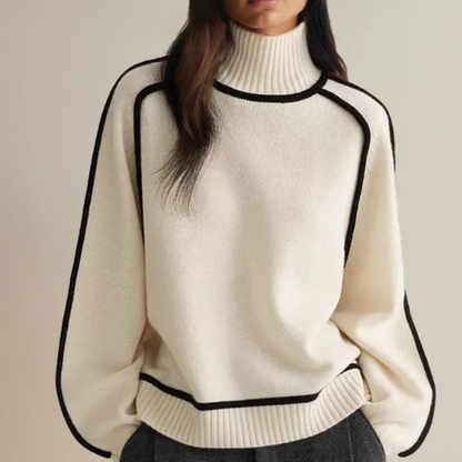 Damen Pullover Langarm Warm Hochkragen