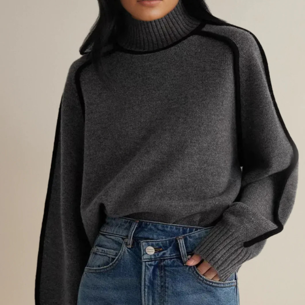 Damen Pullover Langarm Warm Hochkragen