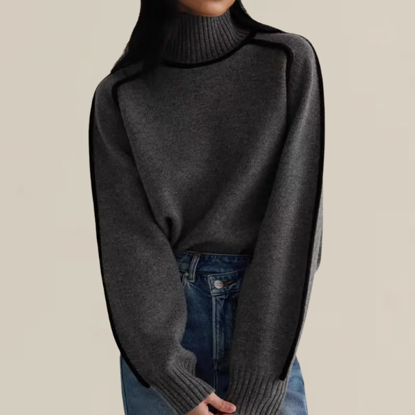 Damen Pullover Langarm Warm Hochkragen