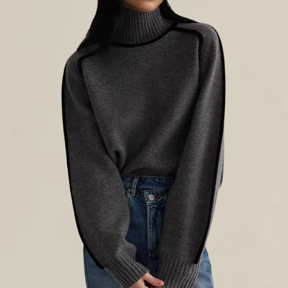 Damen Pullover Langarm Warm Hochkragen
