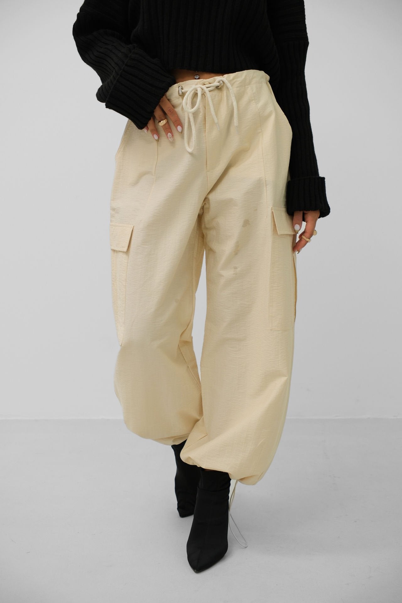 Gelbe Damen Jogger Hose Cargo Stil