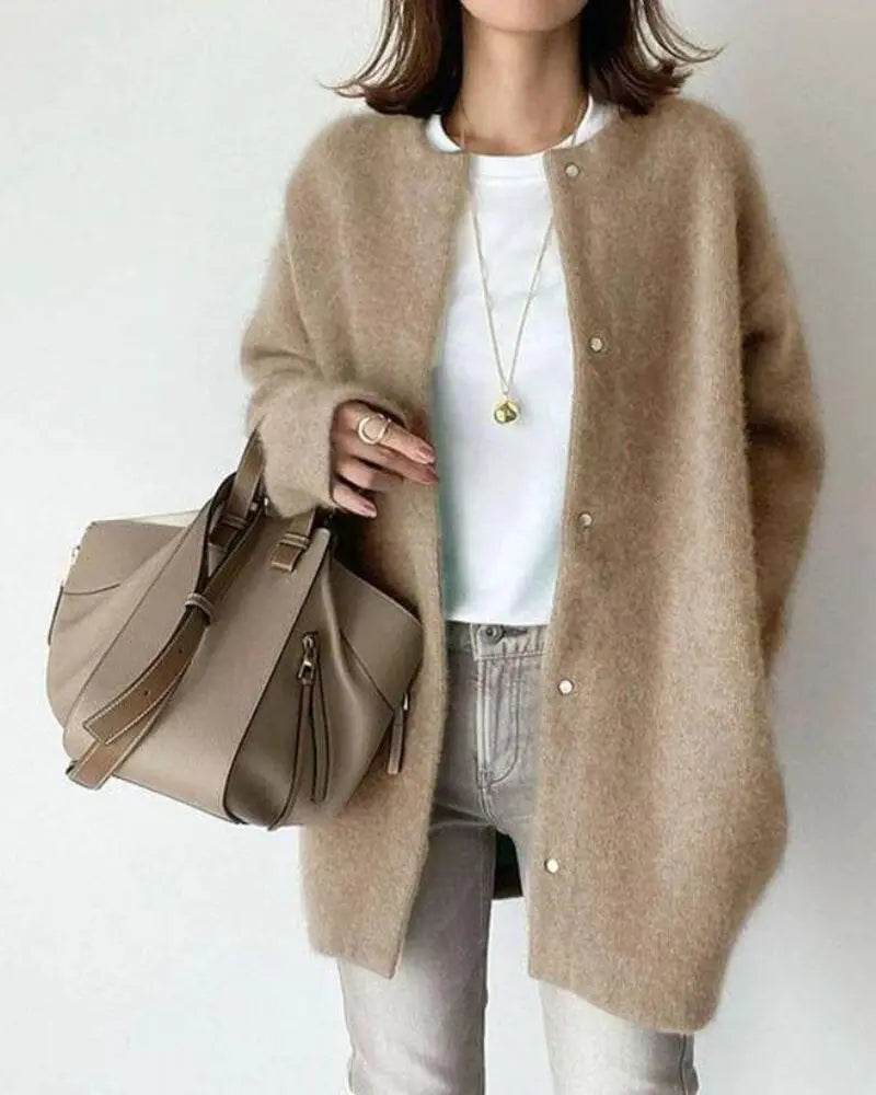 Damen Cardigan Weich Strickjacke Relaxed Fit Herbst Winter - BerlinGlamour