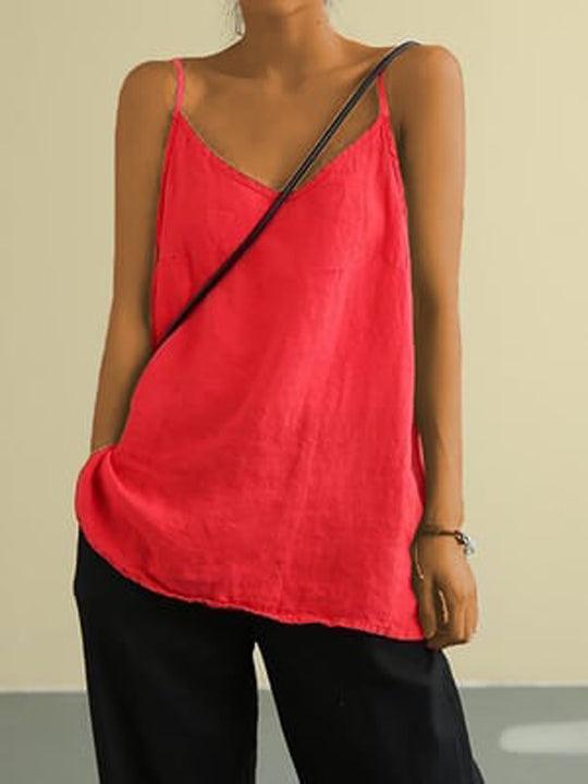 Leinen-Longtop Damen Luftig Sommer