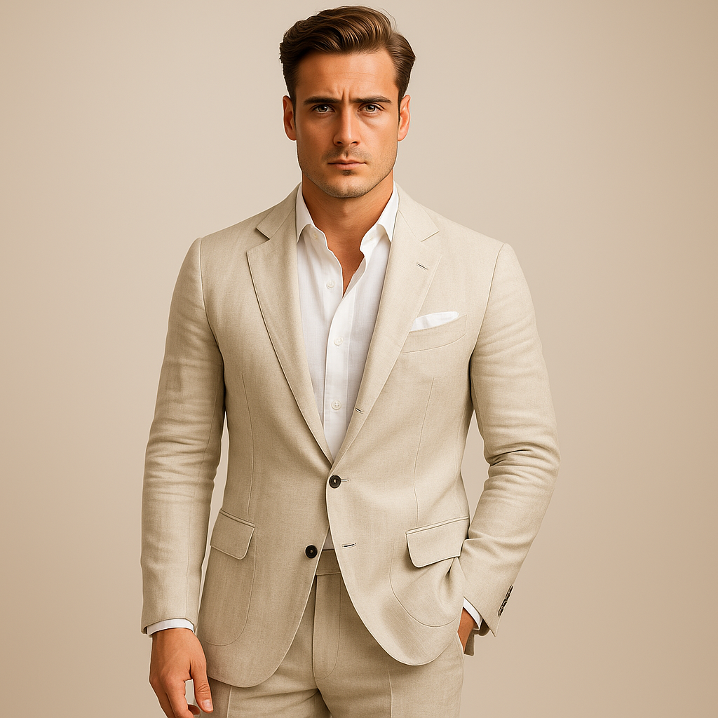 Herren Blazer Leichter Freizeit Sommer Blazer Beige - BerlinGlamour