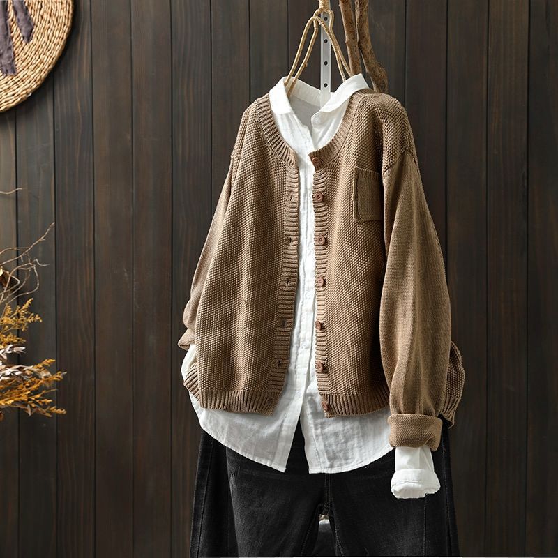 Damen Strickjacke Übergroß Knöpfe Oversized
