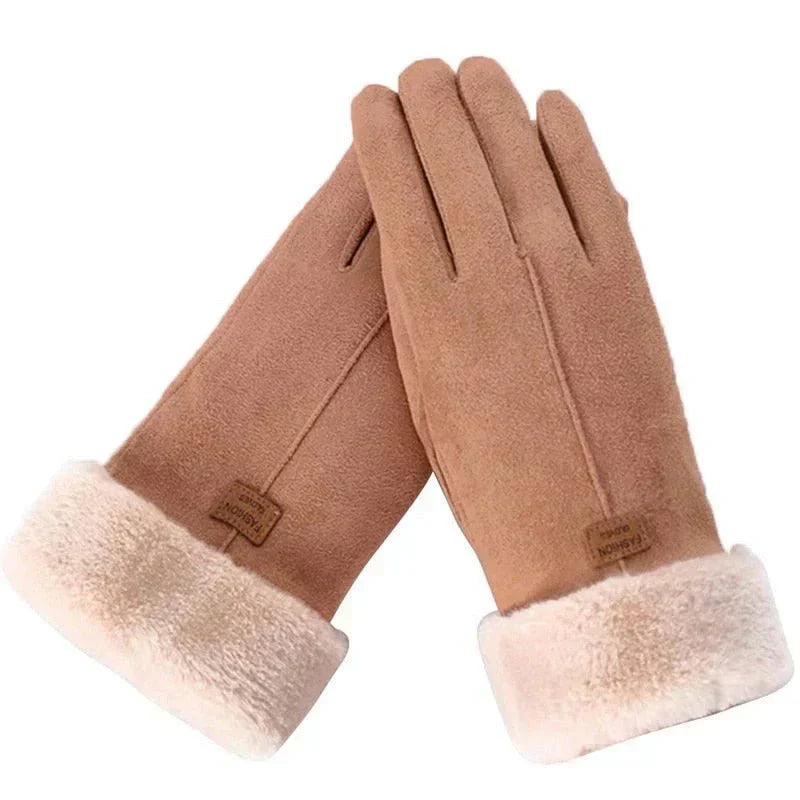 Vegane Winterhandschuhe Warm Fleece Wildleder Schwarz - BerlinGlamour