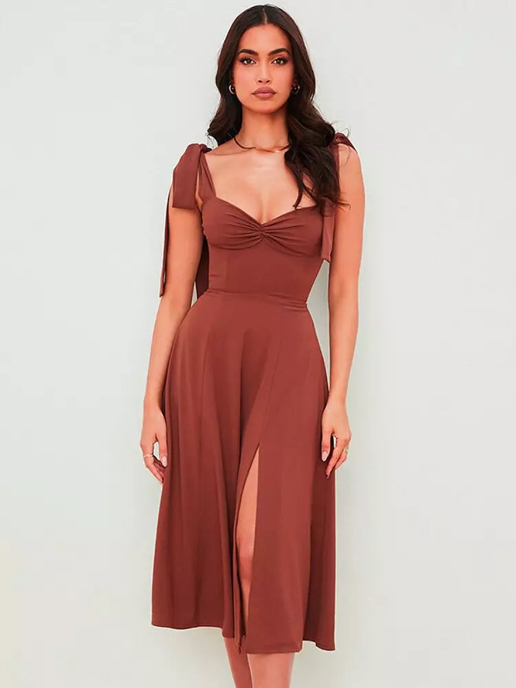 Korsett Kleid Damen Rückenfrei Koreanisches Midi Kleid