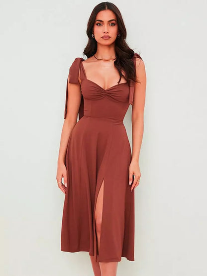 Korsett Kleid Damen Rückenfrei Koreanisches Midi Kleid