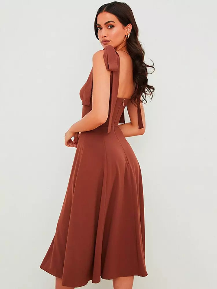 Korsett Kleid Damen Rückenfrei Koreanisches Midi Kleid