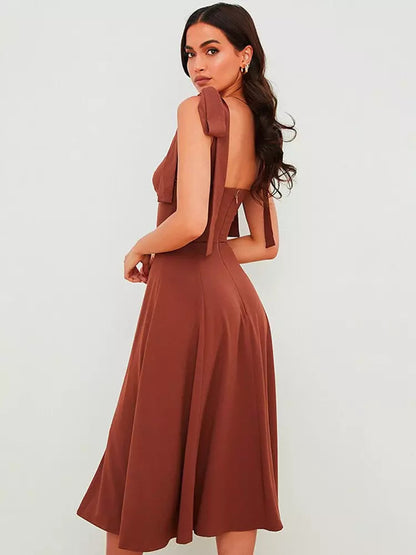 Korsett Kleid Damen Rückenfrei Koreanisches Midi Kleid