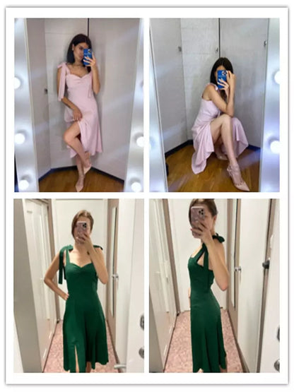 Korsett Kleid Damen Rückenfrei Koreanisches Midi Kleid