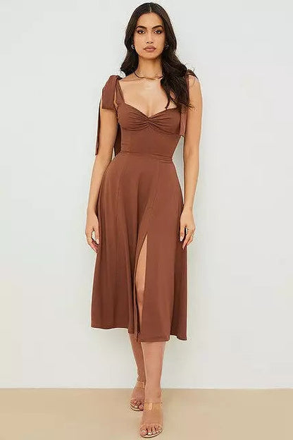 Korsett Kleid Damen Rückenfrei Koreanisches Midi Kleid