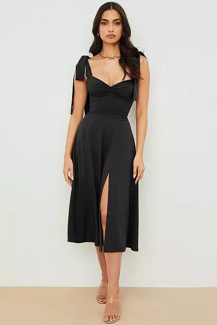 Korsett Kleid Damen Rückenfrei Koreanisches Midi Kleid