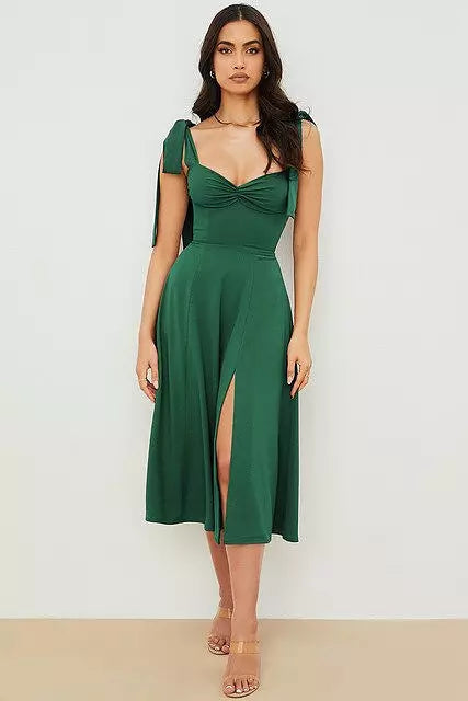 Korsett Kleid Damen Rückenfrei Koreanisches Midi Kleid