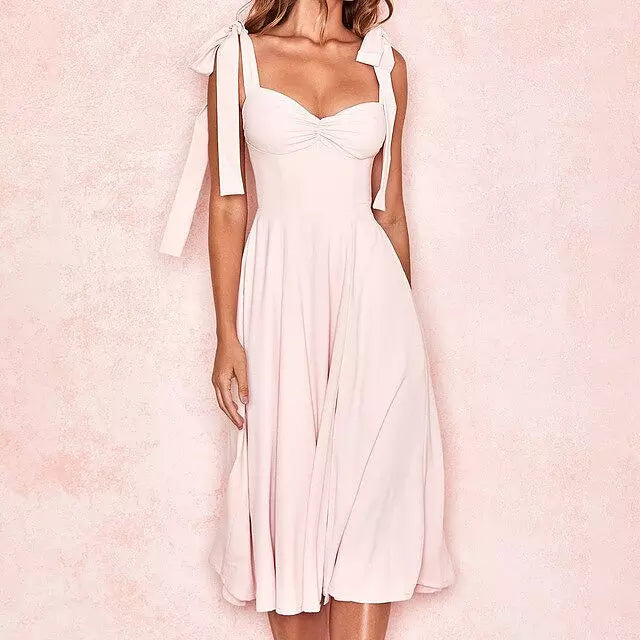 Korsett Kleid Damen Rückenfrei Koreanisches Midi Kleid