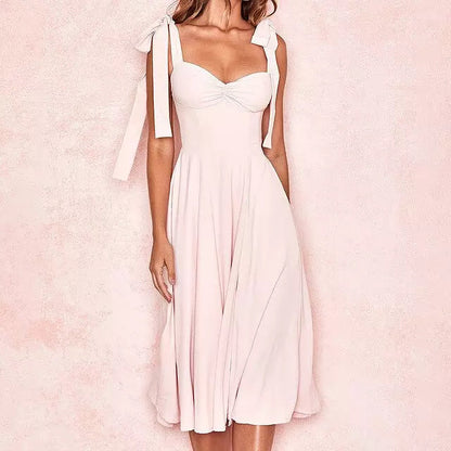 Korsett Kleid Damen Rückenfrei Koreanisches Midi Kleid