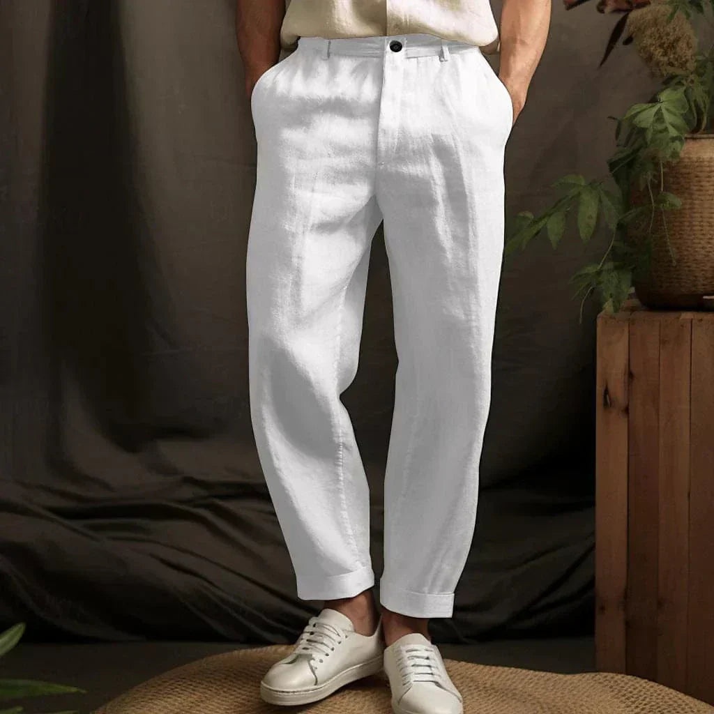 Herren Leinenhose Sommer Bequem Leicht
