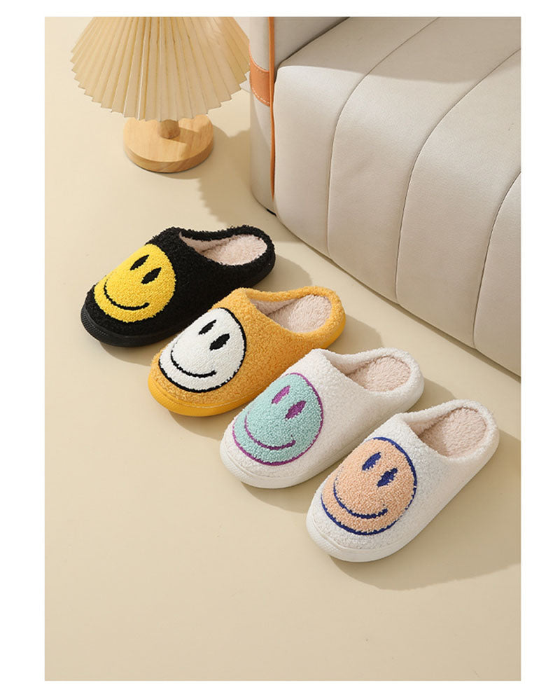 Weiche Pelzpantoffel Smiley Muster Warm