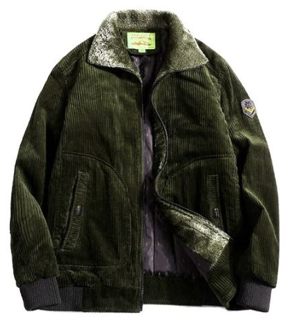 Herren Winterjacke Cord Stilvoll Schwarz